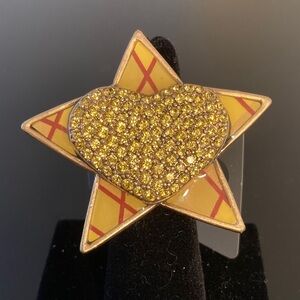 Pilgrim Yellow and Gold Star Heart ring adjustable